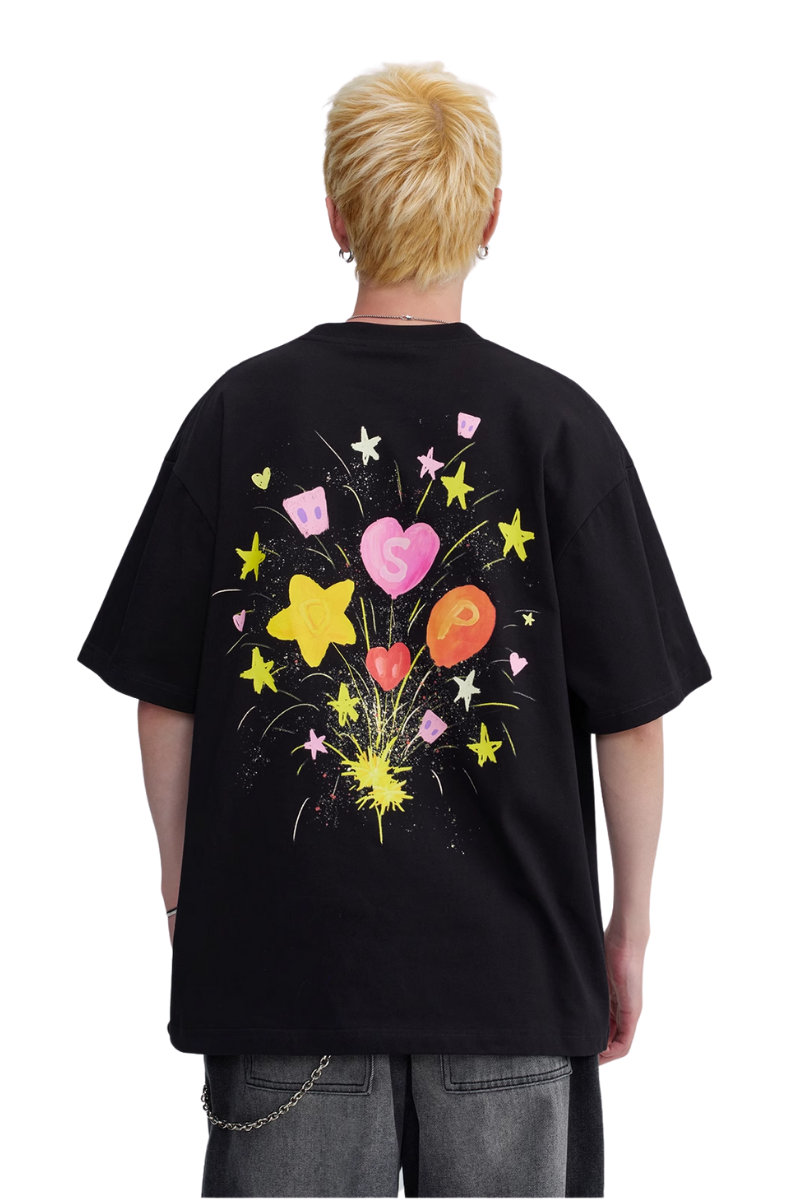 Dangerous People Heart Fireworks Grafitti Tee