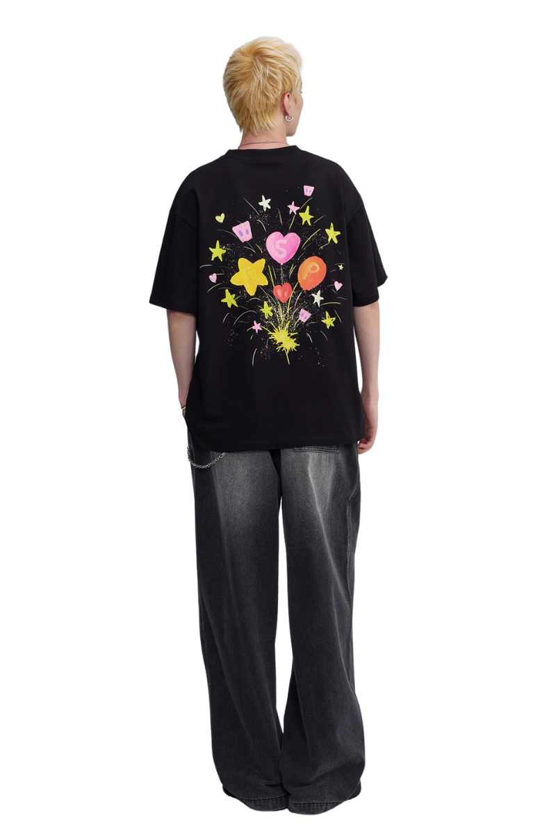 Dangerous People Heart Fireworks Grafitti Tee