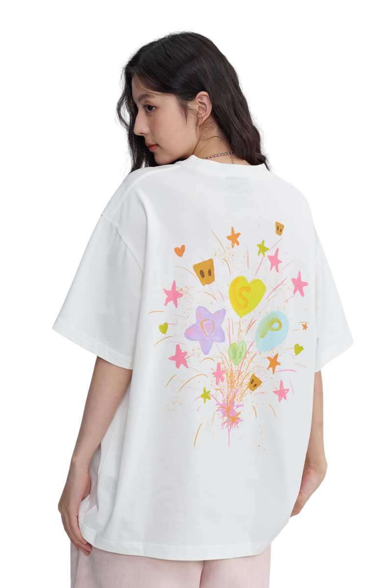 Dangerous People Heart Fireworks Grafitti Tee