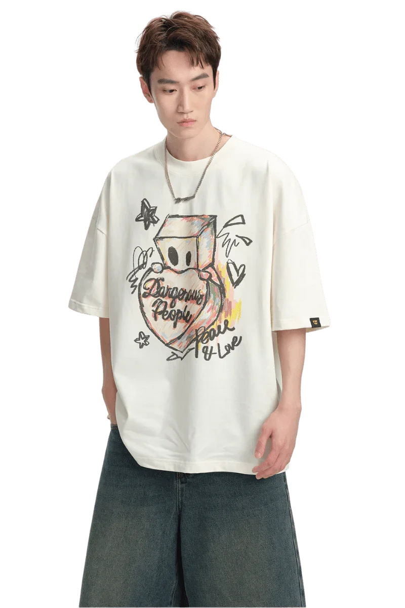 Dangerous People Heart Graffiti Tee - ShaLaoBan