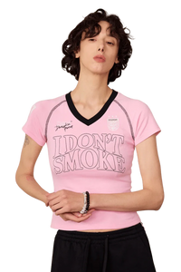 IDontSmoke Ladies V-Neck Jersey Tee
(Sorona Material) - ShaLaoBan