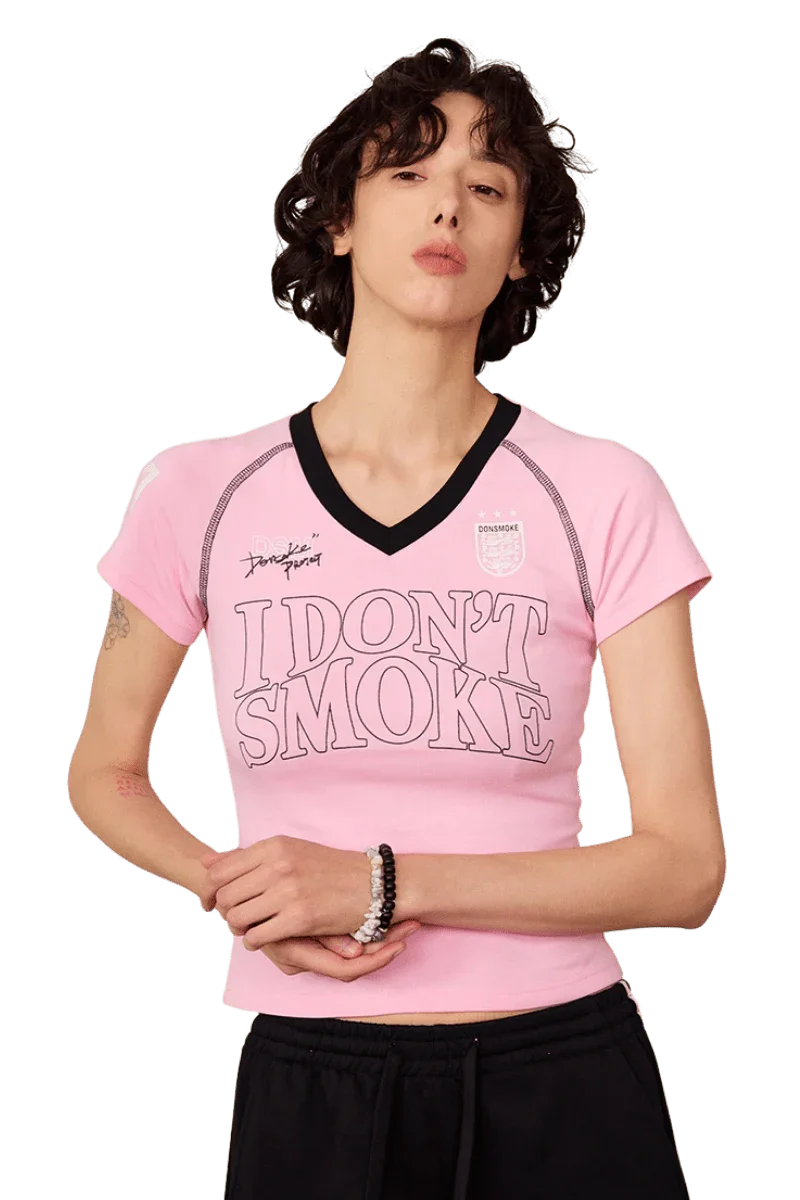 IDontSmoke Ladies V-Neck Jersey Tee
(Sorona Material) - ShaLaoBan