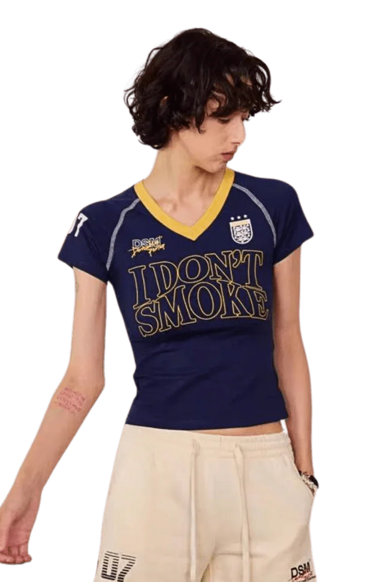 IDontSmoke Ladies V-Neck Jersey Tee
(Sorona Material) - ShaLaoBan