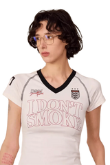 IDontSmoke Ladies V-Neck Jersey Tee
(Sorona Material) - ShaLaoBan