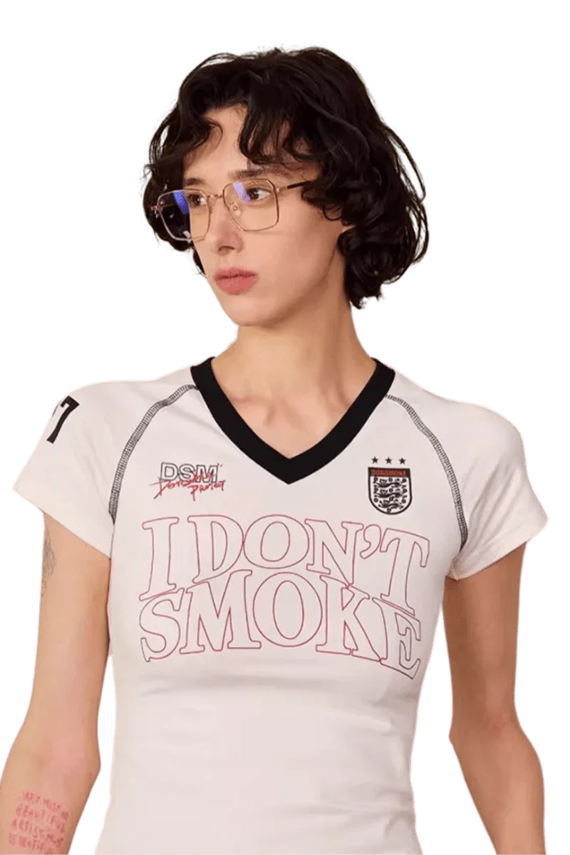 IDontSmoke Ladies V-Neck Jersey Tee
(Sorona Material) - ShaLaoBan