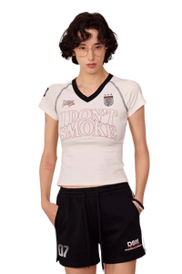 IDontSmoke Ladies V-Neck Jersey Tee
(Sorona Material) - ShaLaoBan