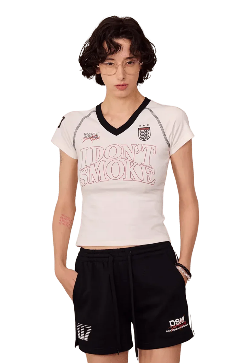 IDontSmoke Ladies V-Neck Jersey Tee
(Sorona Material) - ShaLaoBan