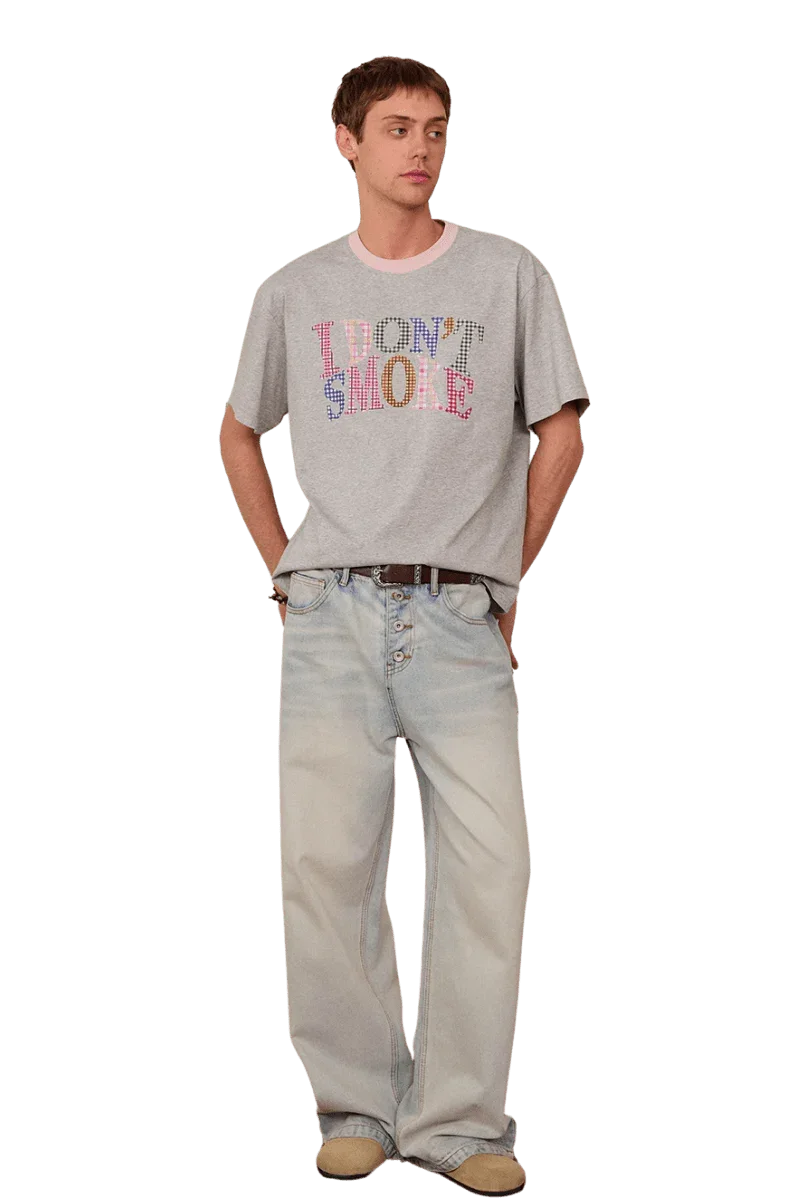 IDontSmoke Two Tone Plaid Logo Tee
(Sorona Material) - ShaLaoBan