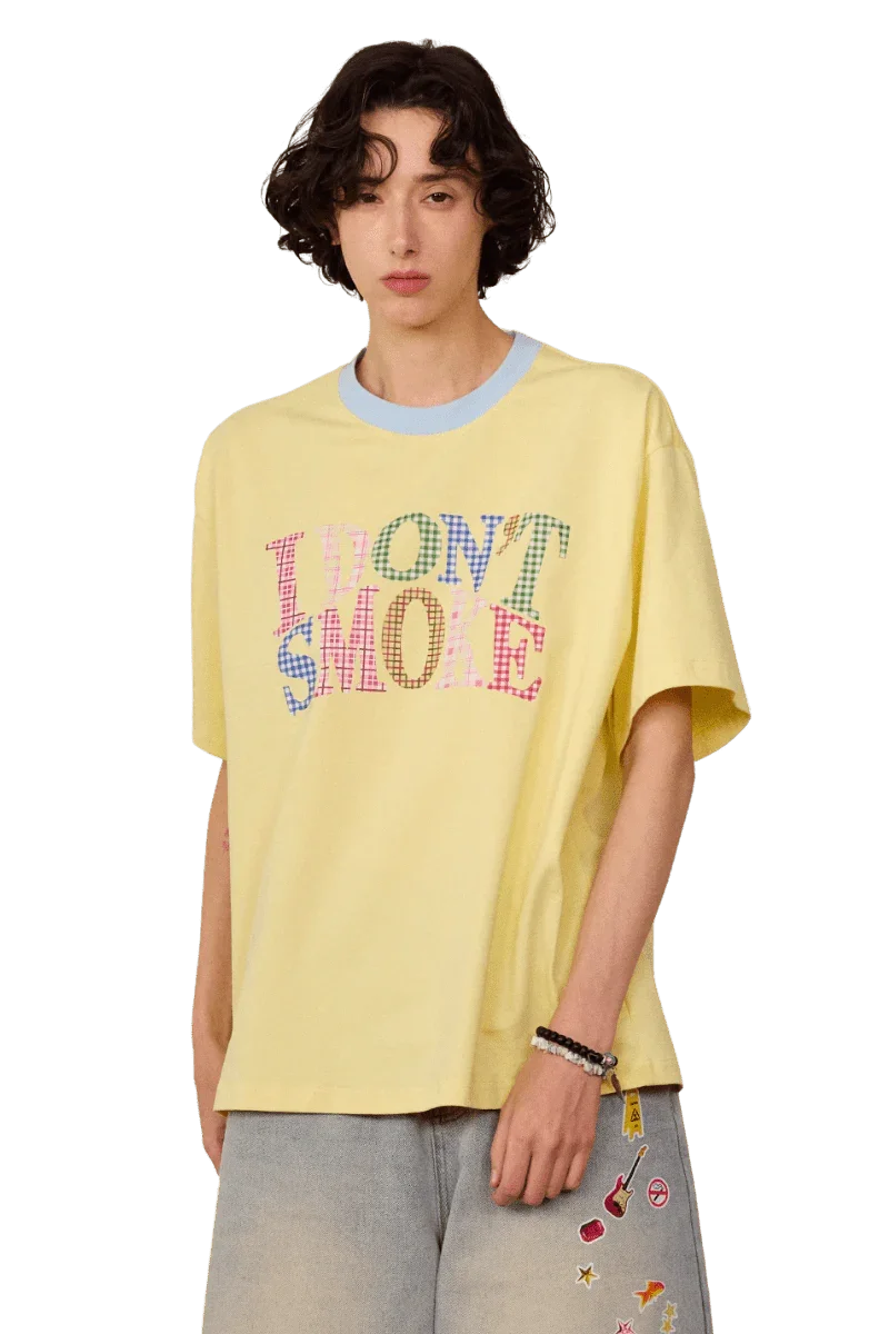IDontSmoke Two Tone Plaid Logo Tee
(Sorona Material) - ShaLaoBan