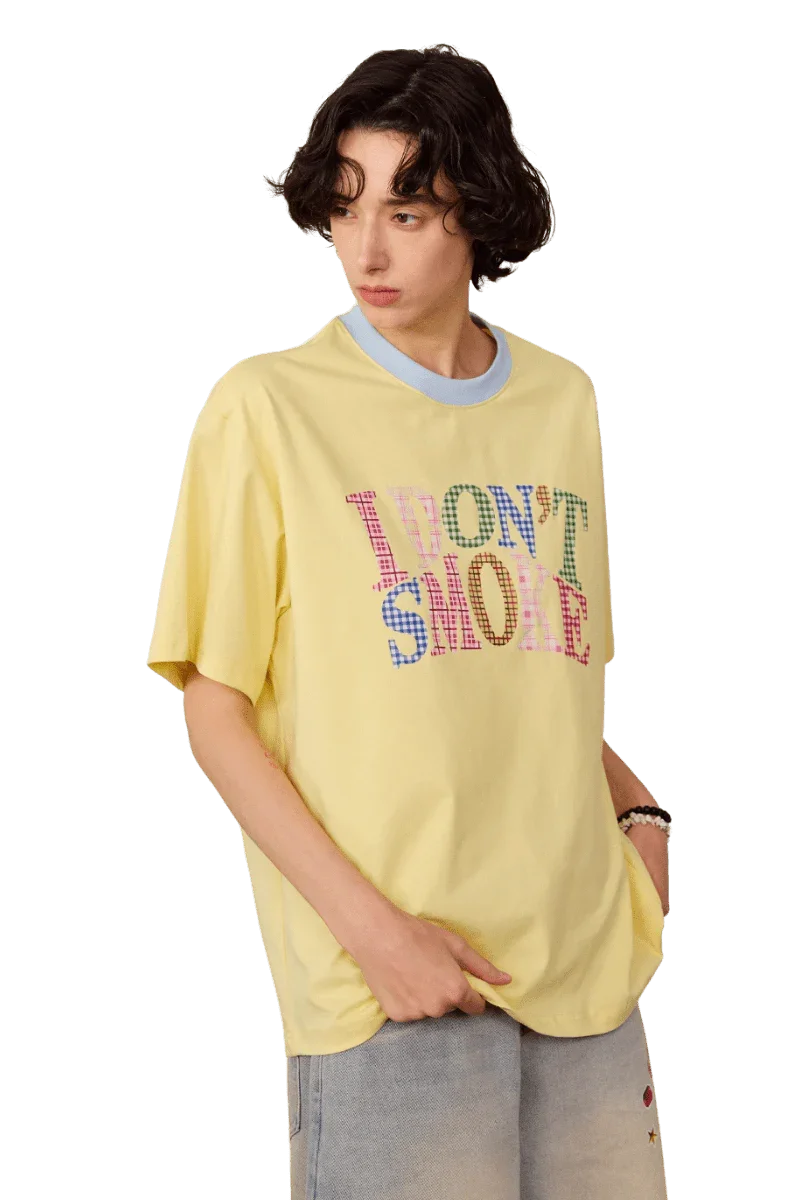 IDontSmoke Two Tone Plaid Logo Tee
(Sorona Material) - ShaLaoBan