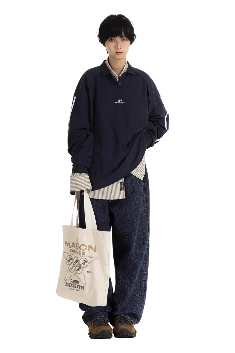 MasonPrince Knitted Sports Polo Long Sleeve Tee
