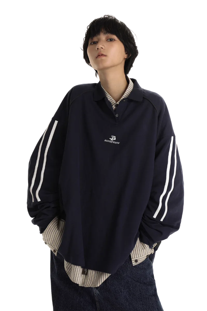MasonPrince Knitted Sports Polo Long Sleeve Tee