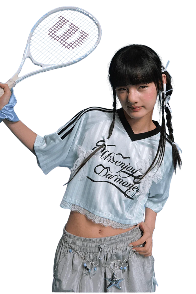 MEDM SS25 Lace Crop Jersey Tee