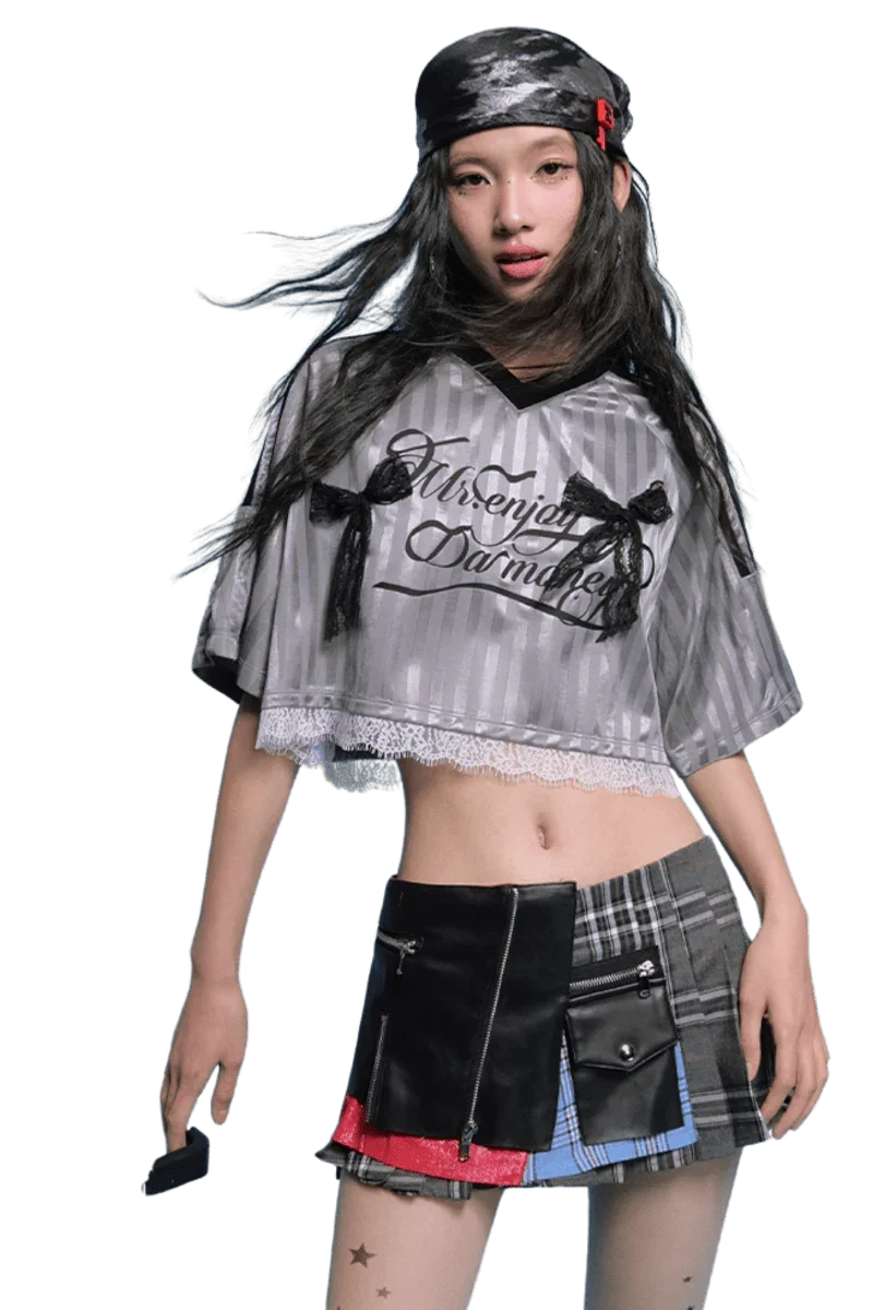 MEDM SS25 Lace Crop Jersey Tee