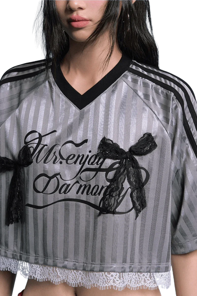 MEDM SS25 Lace Crop Jersey Tee
