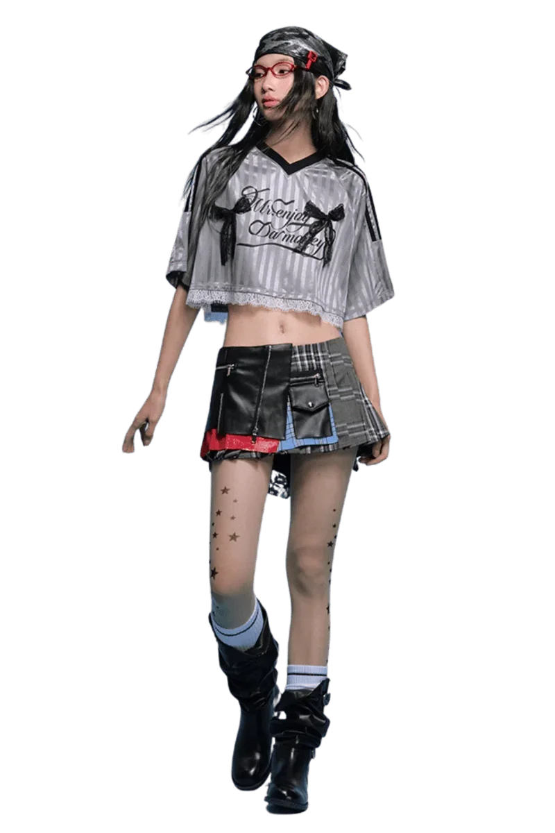 MEDM SS25 Lace Crop Jersey Tee