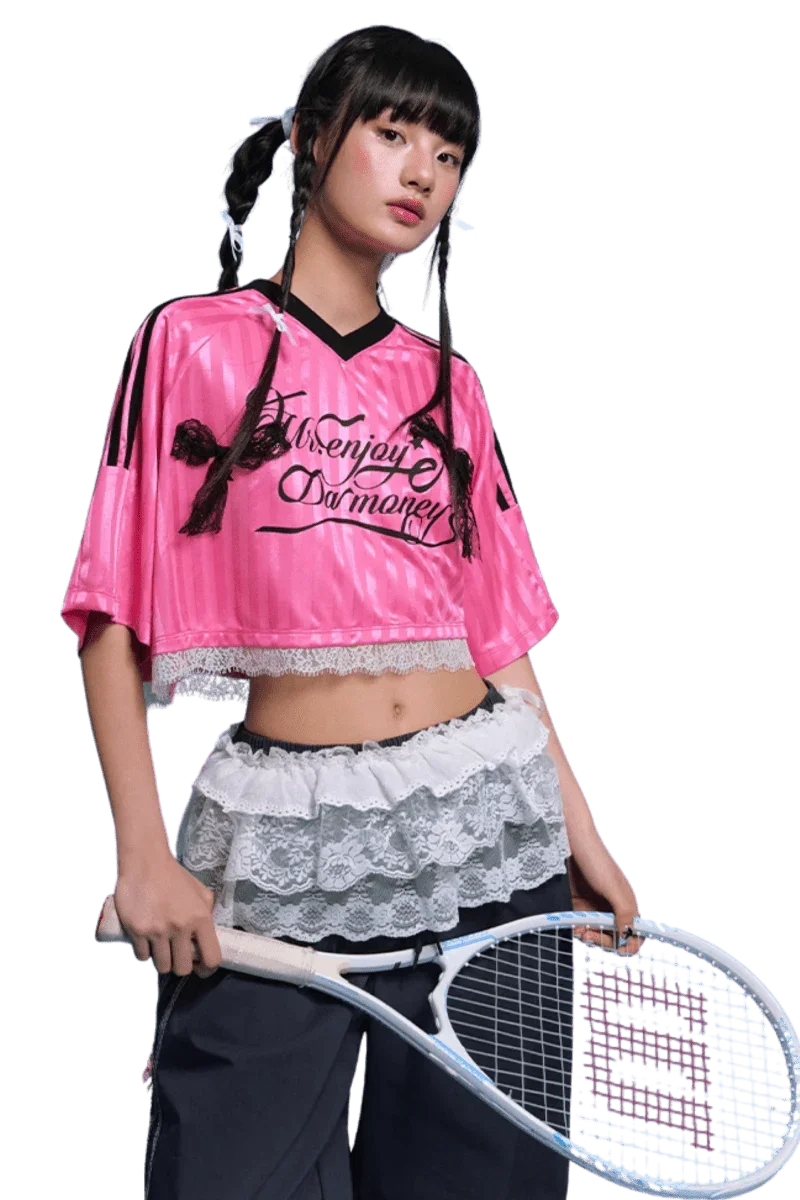MEDM SS25 Lace Crop Jersey Tee