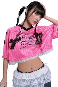 MEDM SS25 Lace Crop Jersey Tee
