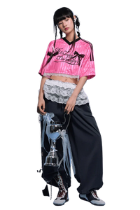 MEDM SS25 Lace Crop Jersey Tee