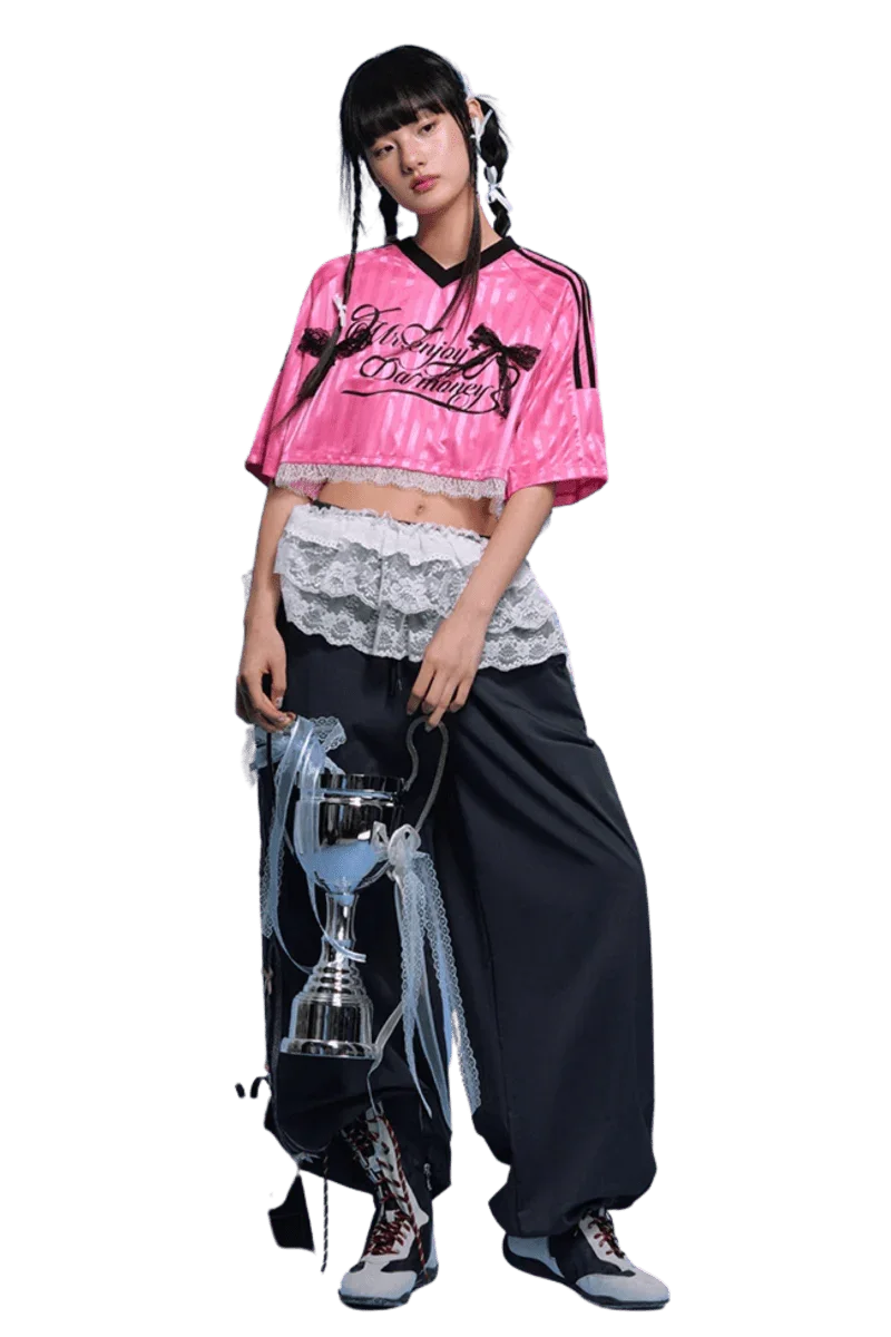 MEDM SS25 Lace Crop Jersey Tee