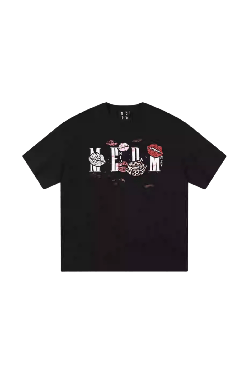 MEDM SS25 Lip Print Patch Beaded Tee