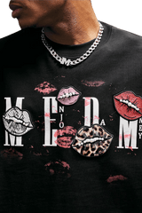 MEDM SS25 Lip Print Patch Beaded Tee
