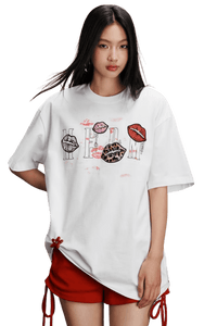 MEDM SS25 Lip Print Patch Beaded Tee