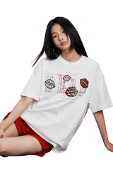 MEDM SS25 Lip Print Patch Beaded Tee