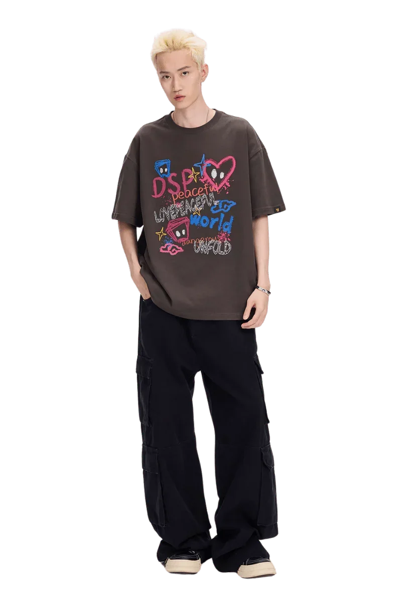 Dangerous People MultiColoured Front Graffiti Tee - ShaLaoBan
