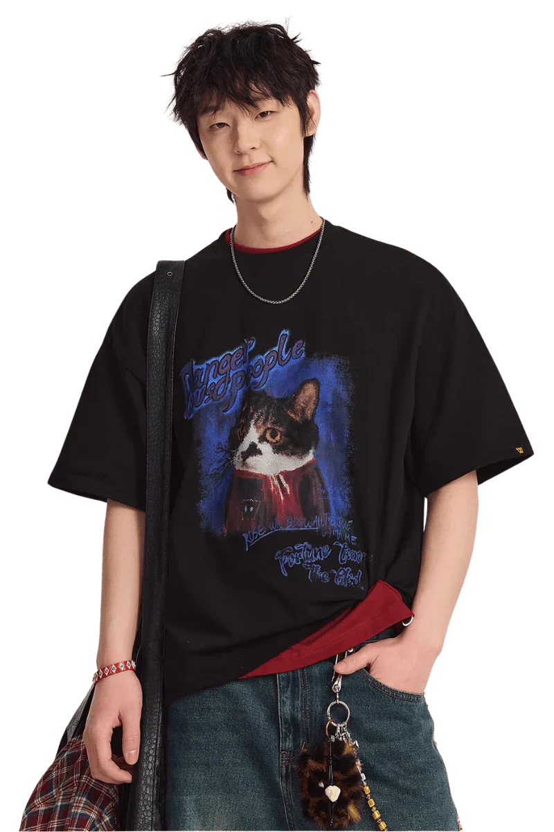 Dangerous People Oil Painting Cat Tee - ShaLaoBan