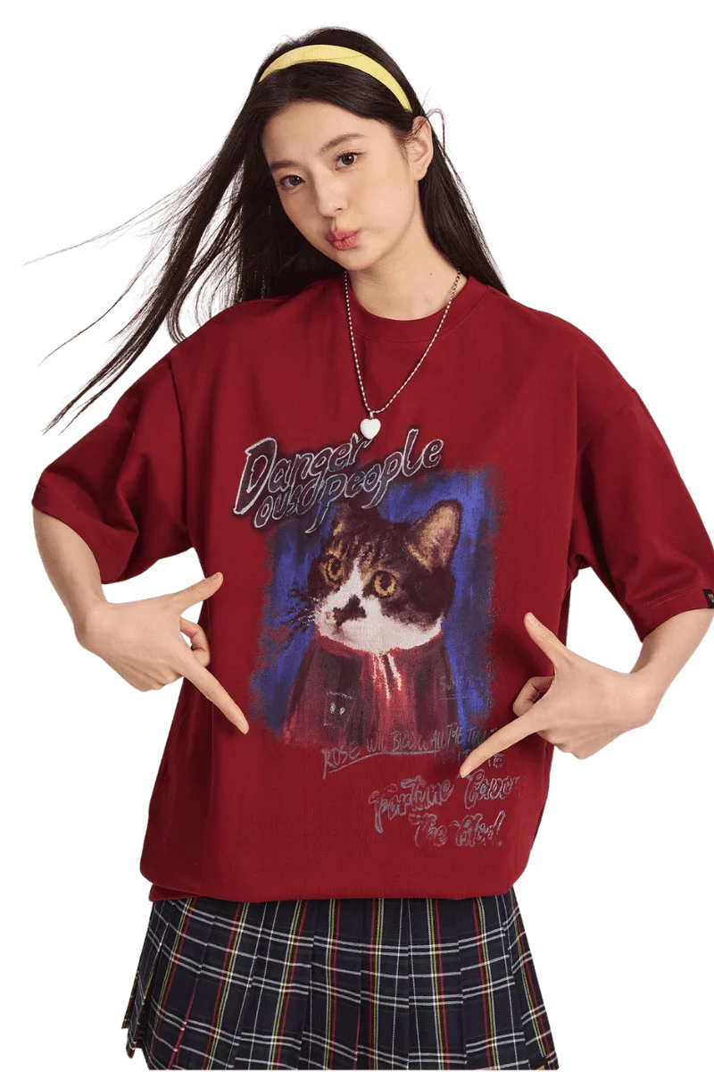 Dangerous People Oil Painting Cat Tee - ShaLaoBan
