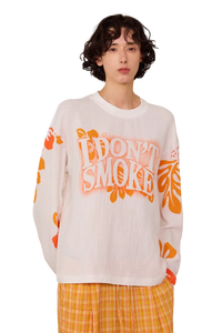 IDontSmoke Orange Floral Long Sleeve Tee