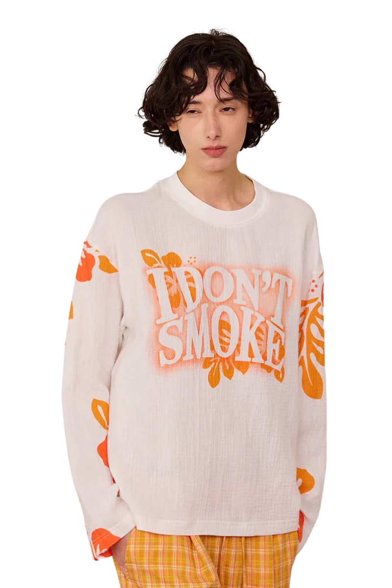 IDontSmoke Orange Floral Long Sleeve Tee