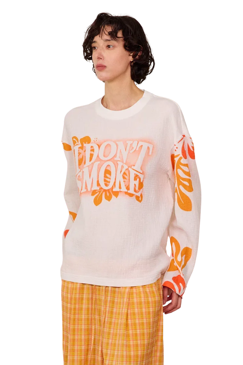 IDontSmoke Orange Floral Long Sleeve Tee
