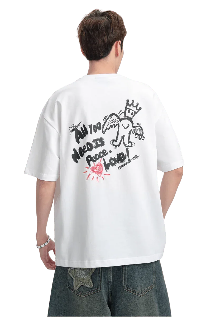 Dangerous People Paper Bag Man Crown Graffiti Tee - ShaLaoBan