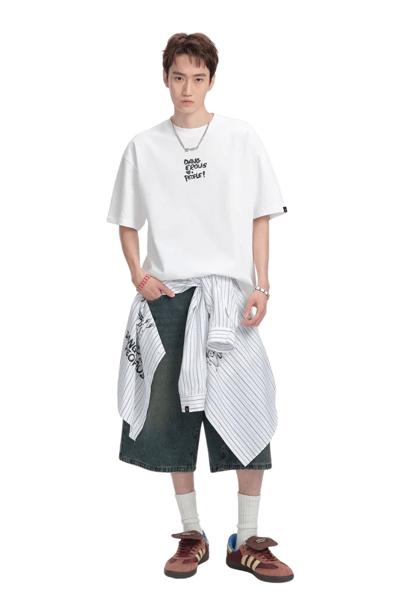 Dangerous People Paper Bag Man Crown Graffiti Tee - ShaLaoBan