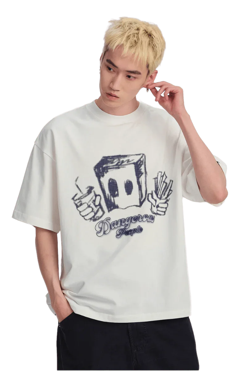 Dangerous People Pixelated Fast Food Bag Man Tee - ShaLaoBan