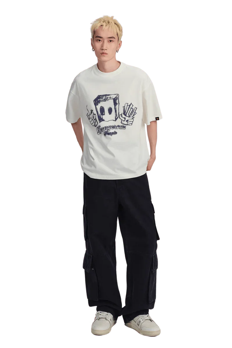 Dangerous People Pixelated Fast Food Bag Man Tee - ShaLaoBan