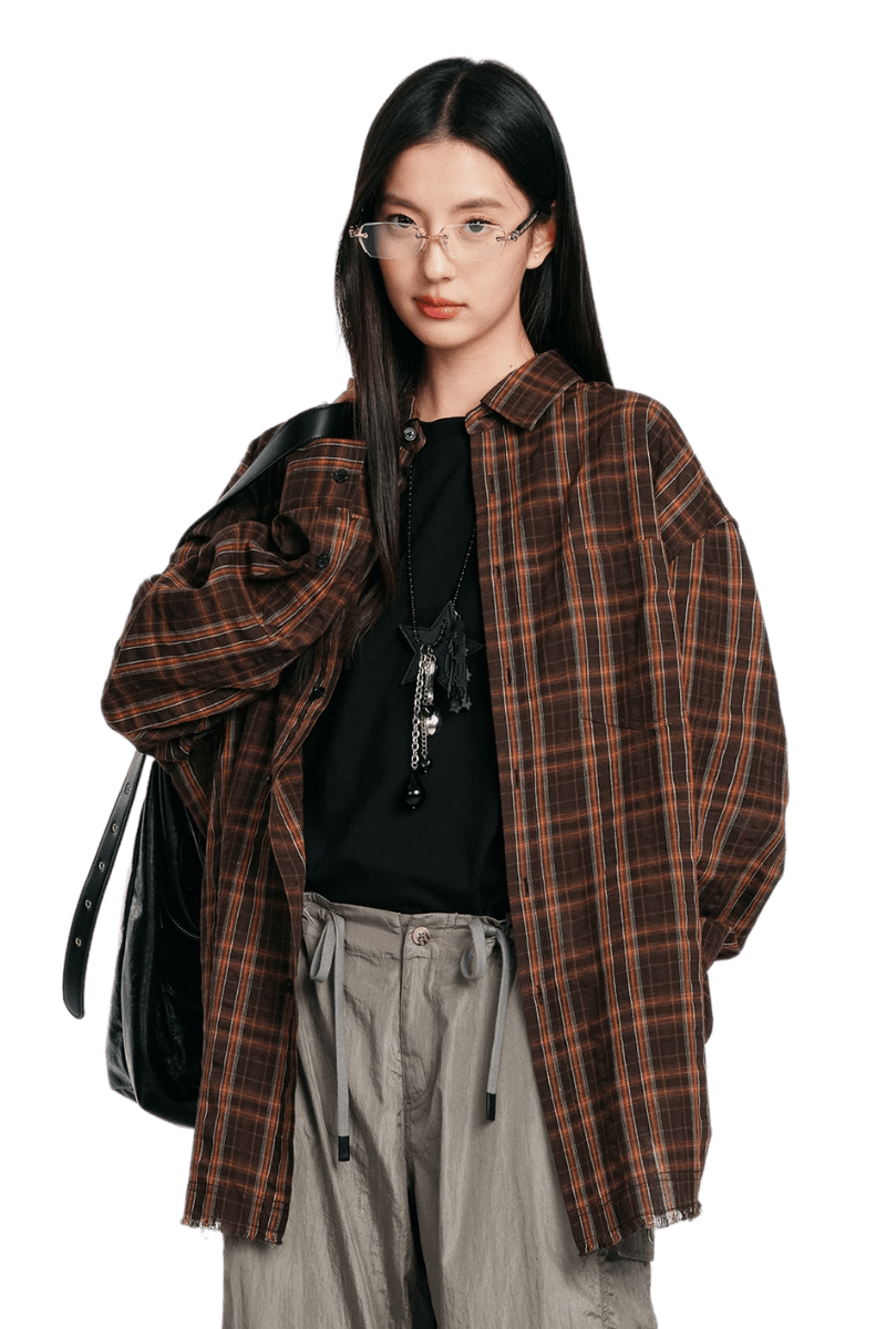 Dangerous People Plaid Long Sleeve Shirt - ShaLaoBan
