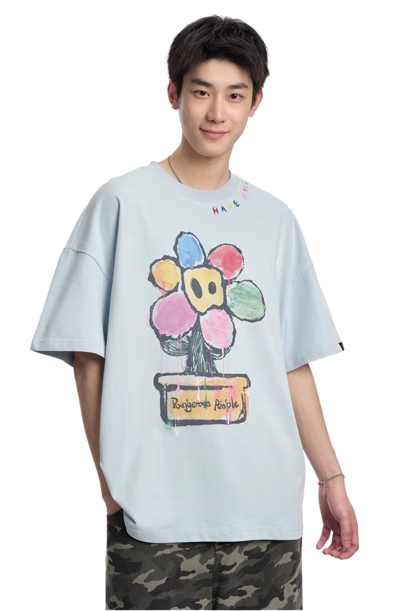 Dangerous People Rainbow Flower Pot Art Tee