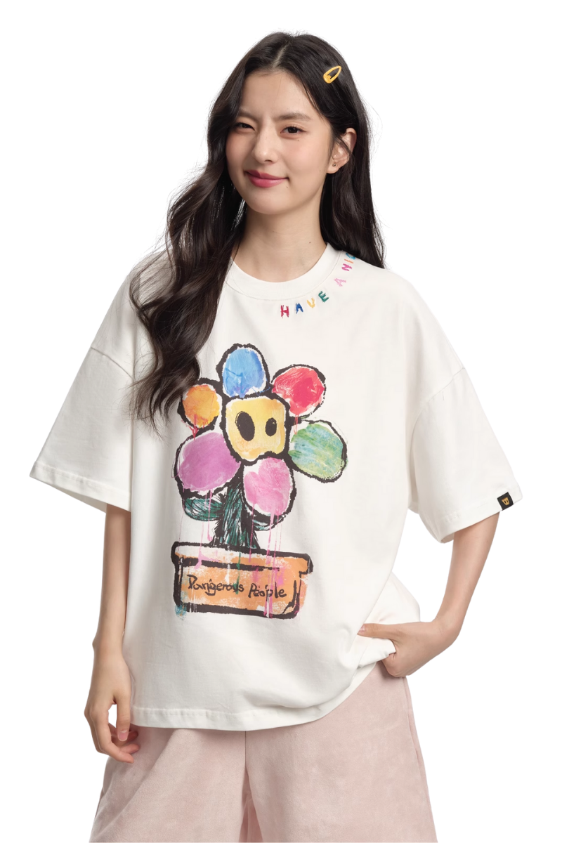 Dangerous People Rainbow Flower Pot Art Tee