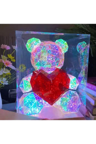 Red Heart Bear Holographic Rainbow LED Light Decoration Light