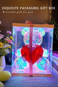 Red Heart Bear Holographic Rainbow LED Light Decoration Light