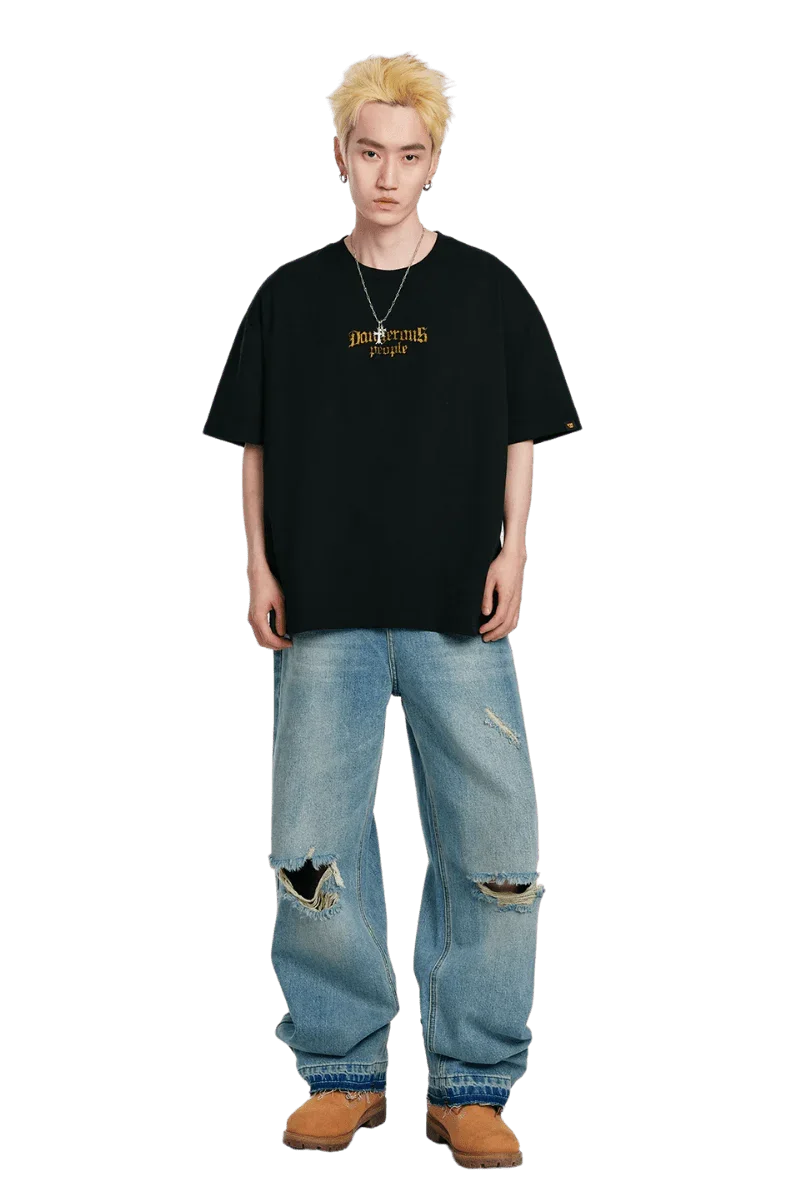 Dangerous People Retro Gothic Font Tee - ShaLaoBan