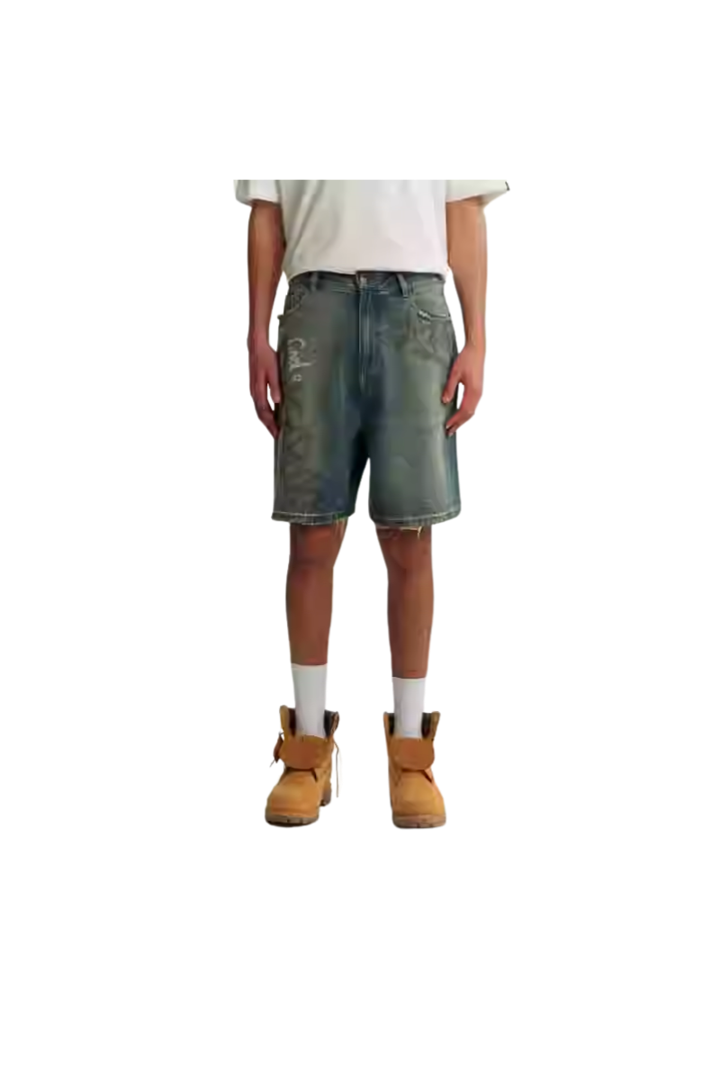 Dangerous People Retro Graffiti Denim Shorts