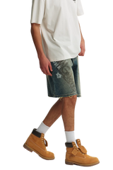 Dangerous People Retro Graffiti Denim Shorts