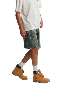 Dangerous People Retro Graffiti Denim Shorts