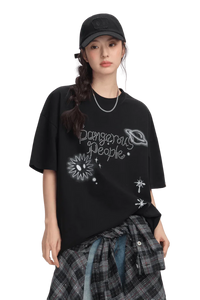 Dangerous People Rhinestone Galaxy Tee - ShaLaoBan