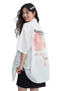 Dangerous People Rose Print Short Sleeve Shirt