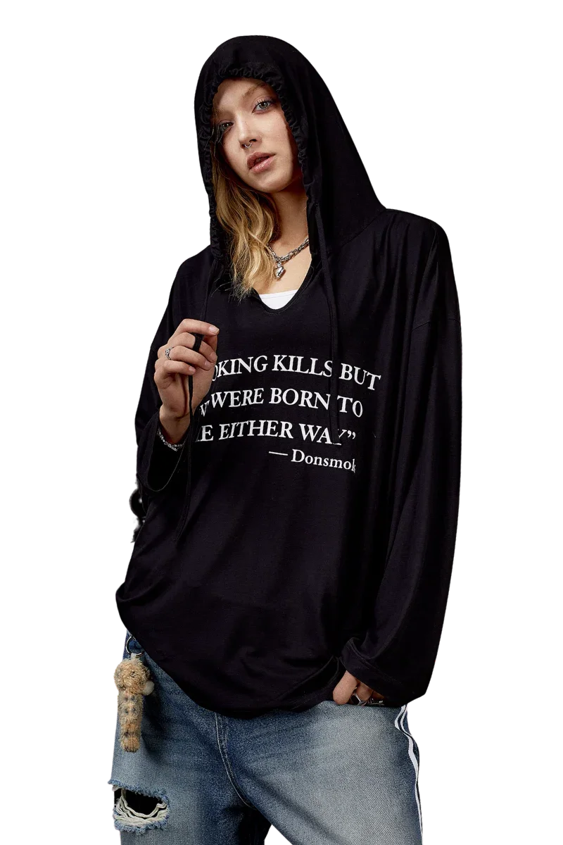 IDontSmoke Smoking Kills Long Sleeve Hood Tee